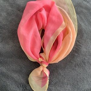 Vintage pink and yellow chiffon bandana scarf